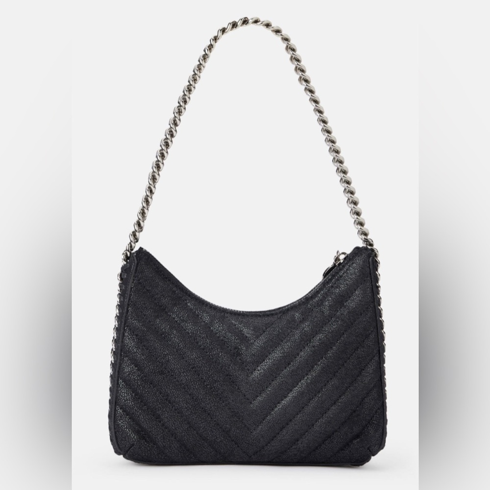 EUC [Stella McCartney] Falabella Quilted Zip Close Chain Shoulder Black Handbag - Picture 3 of 16